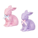 Hop Into Spring Table Decor Ceramic Basketweave Bunny, 5"H, Asst of 2