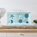 Blue Coastal Table Decor Glass Decorative Tray, 16.5"L x 9"W