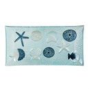 Blue Coastal Table Decor Glass Decorative Tray, 16.5"L x 9"W