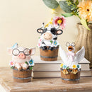 Hillside Pasture Table Decor, Resin Farm Animal in Bucket, 6"H, Asst of 3