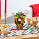 Holly Homestead Table Decor Metal Highland Cow, 7.25"x8.5"