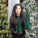 Shades of Emerald Table Decor Fabric Tree with Beads, Set of 2