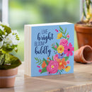 Bunny Blooms Sign Wood Block "Live Bright, Bloom Boldly", 6"x6"