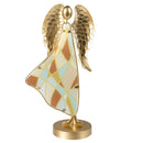 Nativity Table Decor Metal and Glass Angel, Colorful Dress, 13"H