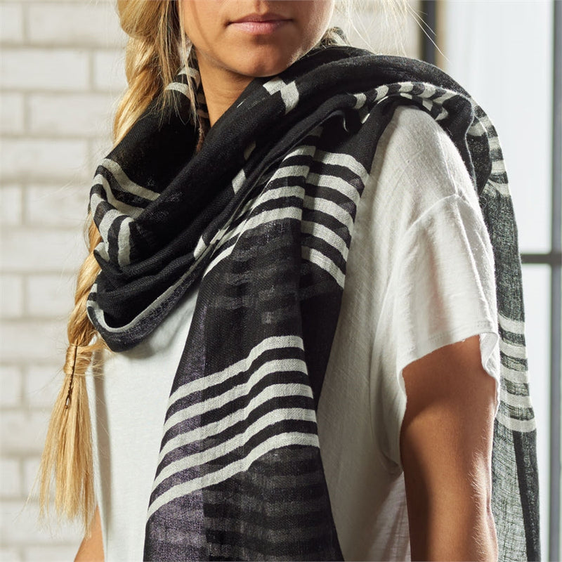 Napa Home Garden, THREADS 72x28" SCARF STRIPES BLACK,th212bk