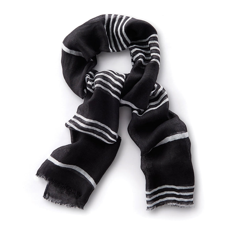 Napa Home Garden, THREADS 72x28" SCARF STRIPES BLACK,th212bk