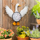 Hillside Pasture Outdoor Wall Thermometer, Metal Goose, 14"H