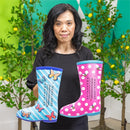 Cottage Garden Outdoor Thermometer, Metal Gardening Rain Boots, 14", 3 Asst