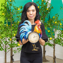 Hillside Pasture Outdoor Wall Thermometer, Metal Rooster, 17"H