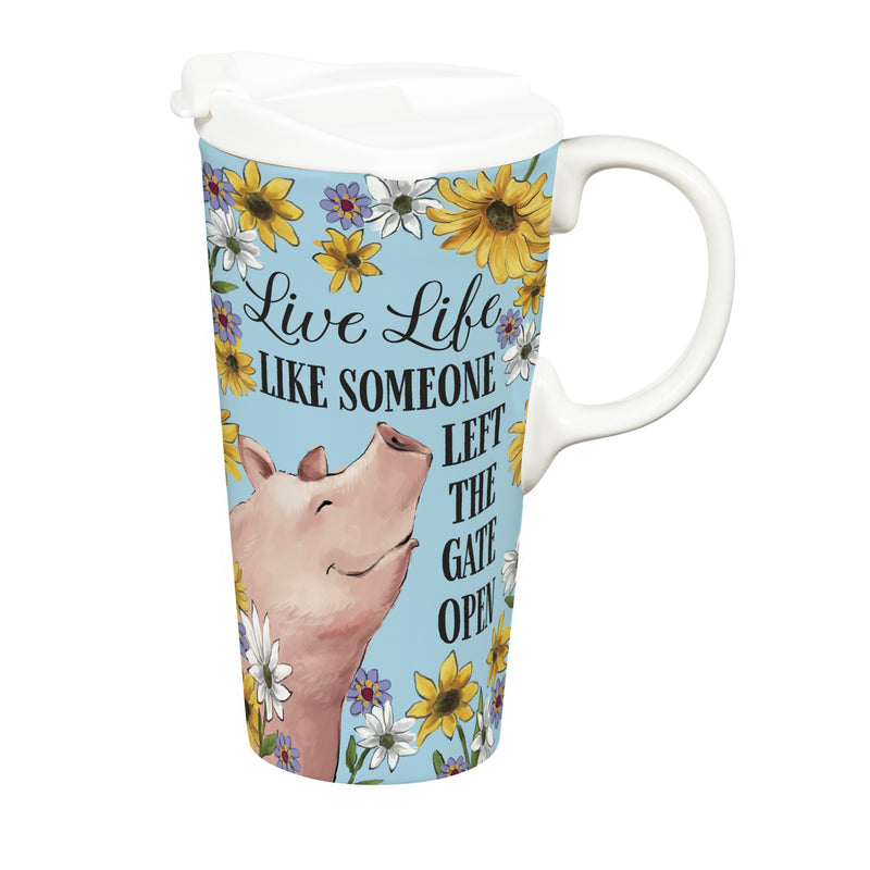 Petal & Plow Ceramic Perfect Cup, Farm Pig Funny, 17oz, Gift Box
