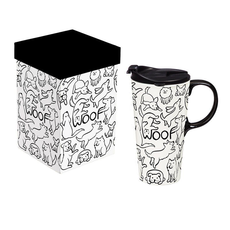 Pet Ceramic Perfect Cup, Woof Dog, 17oz, Gift Box