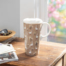 Hillside Pasture Travel Cup Ceramic Perfect Cup, Floral Goose, 17oz, Gift Box