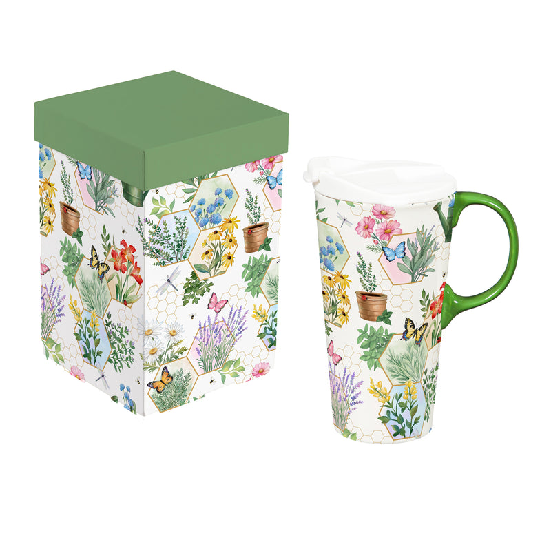 Pollinator Garden Ceramic Perfect Cup, Gardening, 17oz, Gift Box