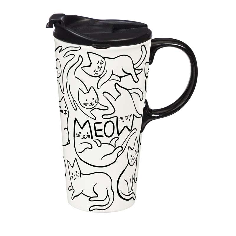 Pet Ceramic Perfect Cup, Meow Cat, 17oz, Gift Box