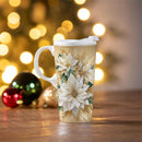 Pearl & Pine Travel Cup Ceramic Perfect Cup, Poinsettia, 17oz, Gift Box