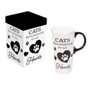 Memorial Pet Travel Cup Ceramic Perfect Cup, "CATS", 17oz, Gift Box