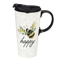 Pollinator Garden Ceramic Perfect Cup, Bee Happy, 17oz, Gift Box