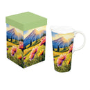 Ceramic Perfect Cup, Mountains and Flowers, 17oz, Gift Box
