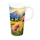 Ceramic Perfect Cup, Mountains and Flowers, 17oz, Gift Box