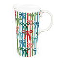 Heartfelt Cheer Travel Cup Ceramic Perfect Cup, Bows, 17oz, Gift Box