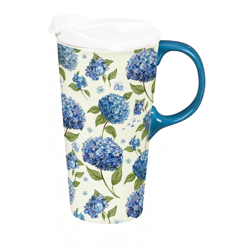 VivaStyle Ceramic Perfect Cup, Hydrangeas, 17oz, Gift Box