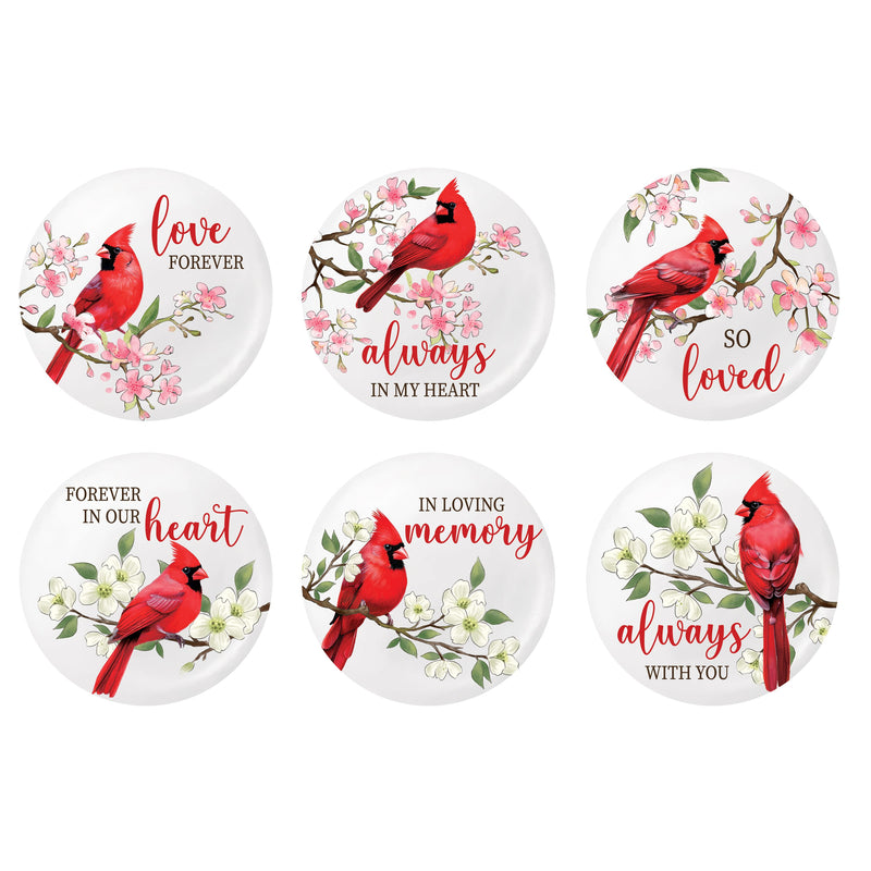 Memorial Magnet, Cardinal Sentiment, Boxed Set of 6
