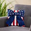 Red, White, & Bloom Throw Pillow Square Patriotic Bow, 16"