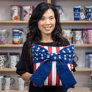Red, White, & Bloom Throw Pillow Square Patriotic Bow, 16"