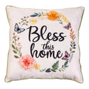 Hop Into Spring Throw Pillow, Bless this home, 18"x18"