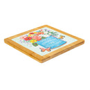 Cottage Garden Trivet Ceramic with Wood Frame, 8"