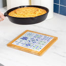 Seaside Retreat Trivet Ceramic with Wood Frame, 8"