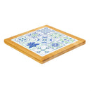 Seaside Retreat Trivet Ceramic with Wood Frame, 8"