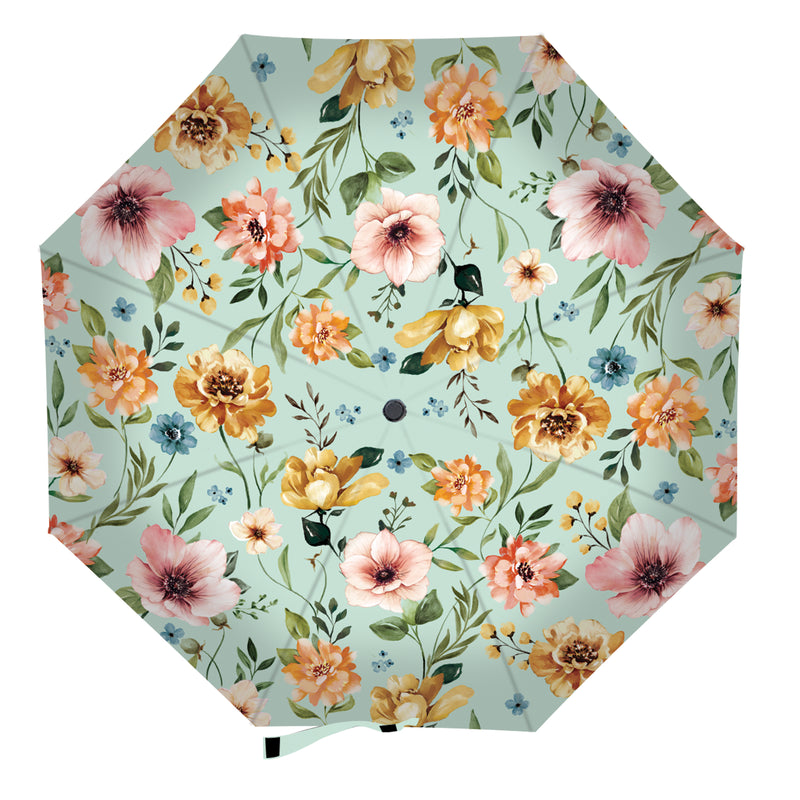 Petal & Plow Umbrella Manual Compact with Sleeve, Florals, 38" Canopy x 22.5"H