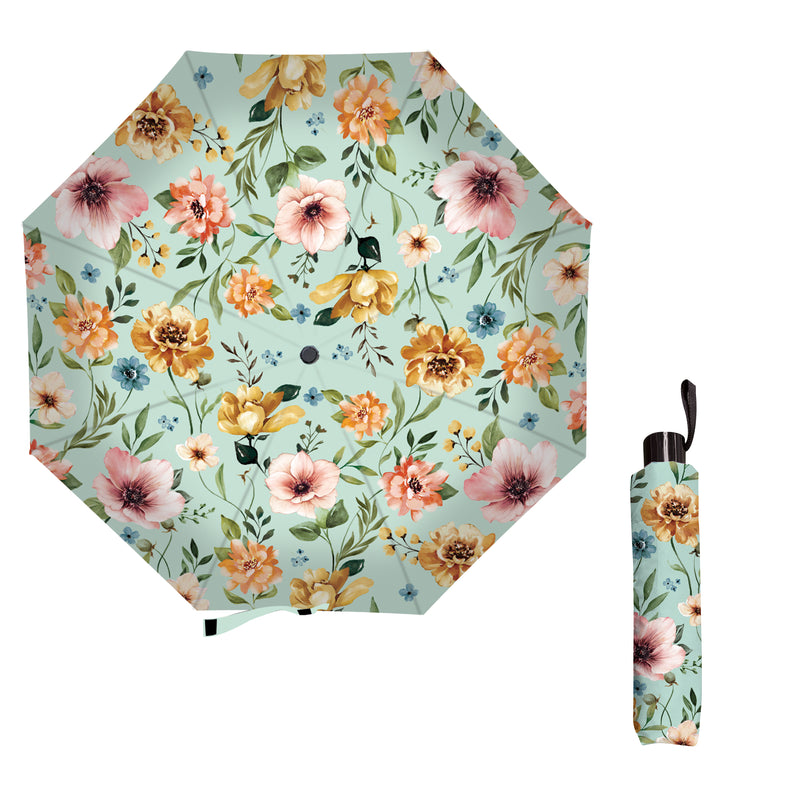 Petal & Plow Umbrella Manual Compact with Sleeve, Florals, 38" Canopy x 22.5"H