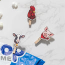 Holly Homestead Serving Utensils Farm Animal Wood Clip, Set of 3