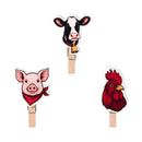 Holly Homestead Serving Utensils Farm Animal Wood Clip, Set of 3