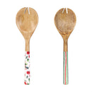 VivaStyle Poinsettia Bliss Serving Utensils, Wood Salad Server, Set of 2