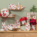 VivaStyle Poinsettia Bliss Serving Utensils, Wood Salad Server, Set of 2