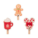 Sugar & Stripes Serving Utensils Wood Christmas Icon Clips, Set of 3