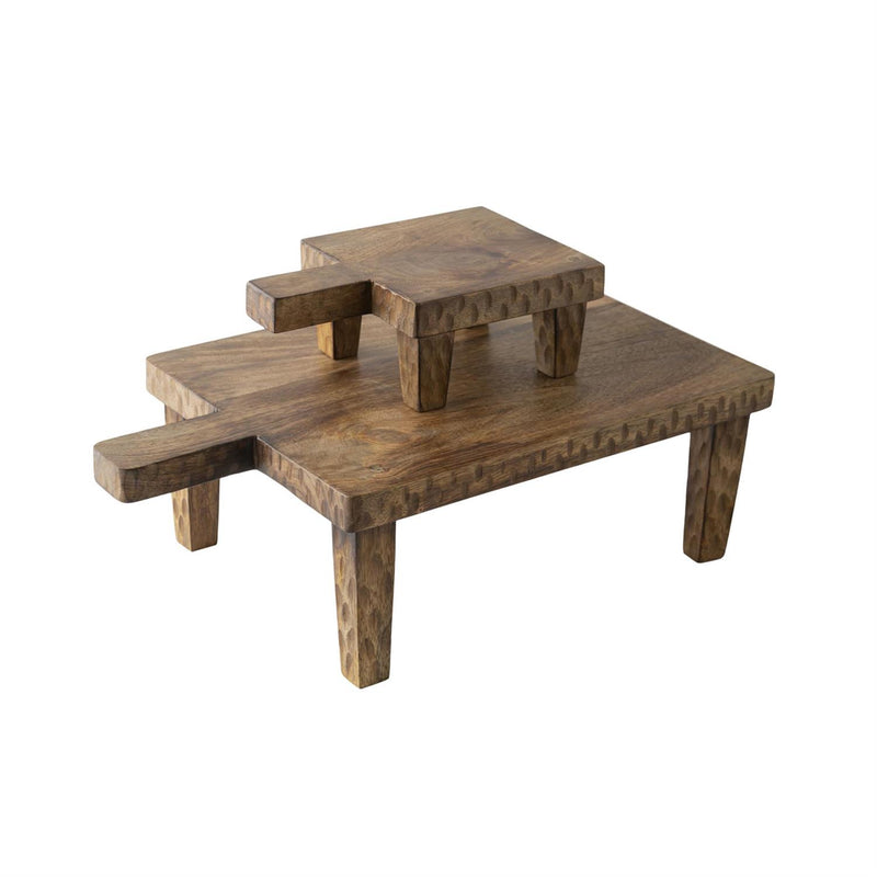 Wood Serving Board on Legs, Set of 2