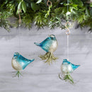 Glass Hanging Bird Airplant Holders, Set of 3 Blue