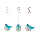 Glass Hanging Bird Airplant Holders, Set of 3 Blue