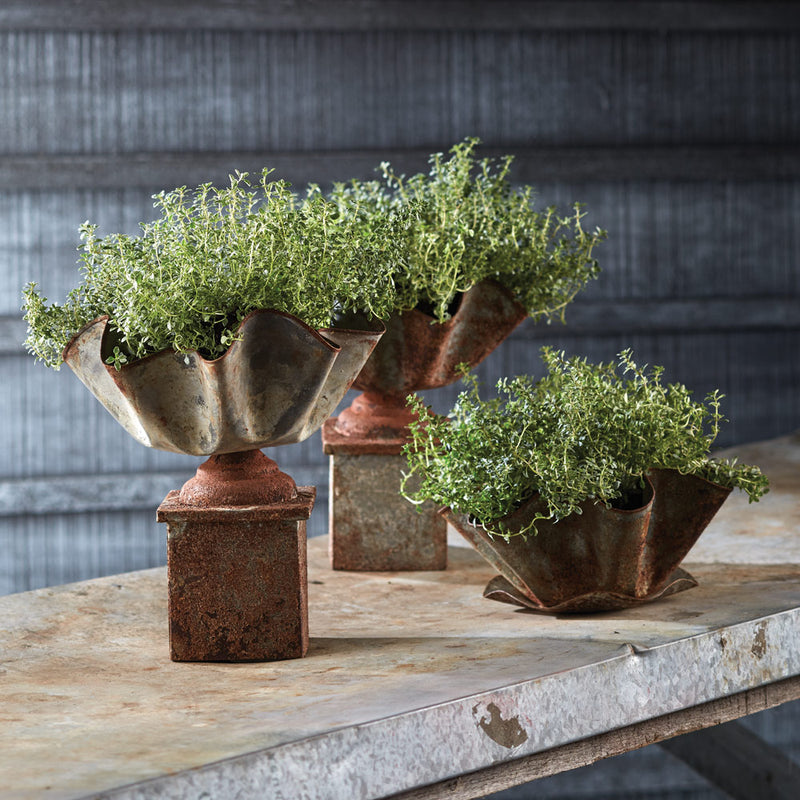 NAPA Home & Garden, GALVANIZED HANDKERCHIEF POT WITH SAUCER,VY207