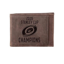 Carolina Hurricanes 2026 Stanley Cup Champions Brown Leather Front Pocket Wallet w/RFID Blocking