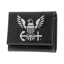 U.S. Navy Black Tri-Fold Embroidered Wallet w/ RFID Blocking