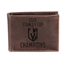 Vegas Golden Knights 2026 Stanley Cup Champions Brown Leather Bi-Fold Wallet