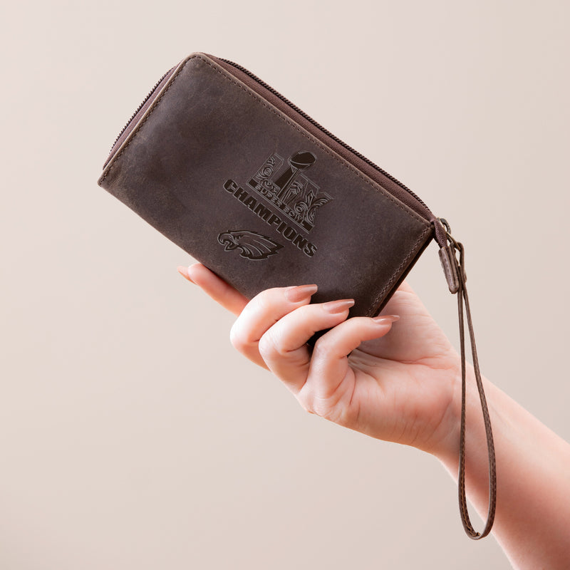 Philadelphia Eagles Super Bowl 59 Champions Wristlet Wallet, Brown