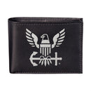 U.S. Navy Black Bi-Fold Embroidered Wallet w/ RFID Blocking
