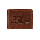 US Marine Corps, 250th Anniversary, Embossed 100% Genuine Leather Passcase Bi-Fold Wallet, Brown