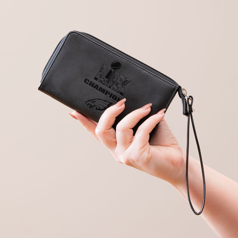 Philadelphia Eagles Super Bowl 59 Champions Wristlet Wallet, Black